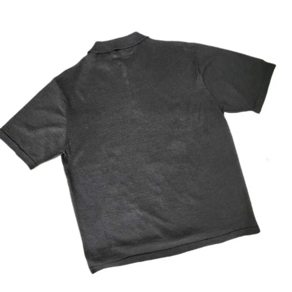 Vtg Tundra Canada 100% Silk Half Zip Sweater Black Geo Abstract, Men's Med - Picture 4 of 8